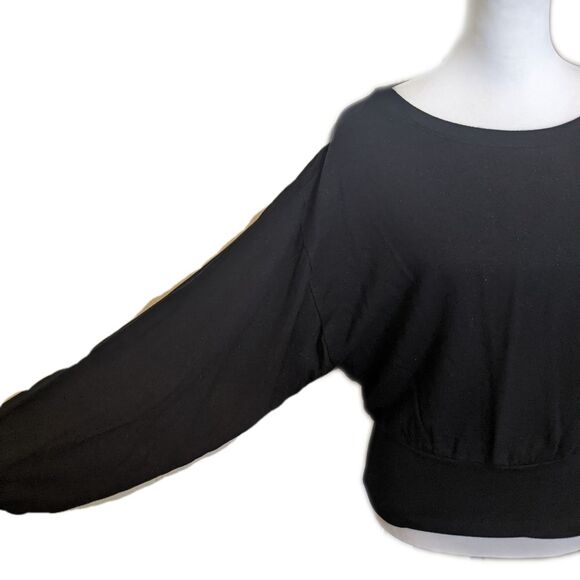 Express wide neck sweatshirt, wide sleeve, black with glitter sparkle, Small - Picture 3 of 9